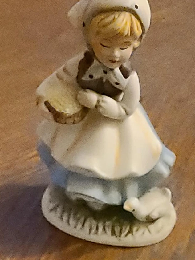 Vintage Ceramic Girl with Duckling Figurine