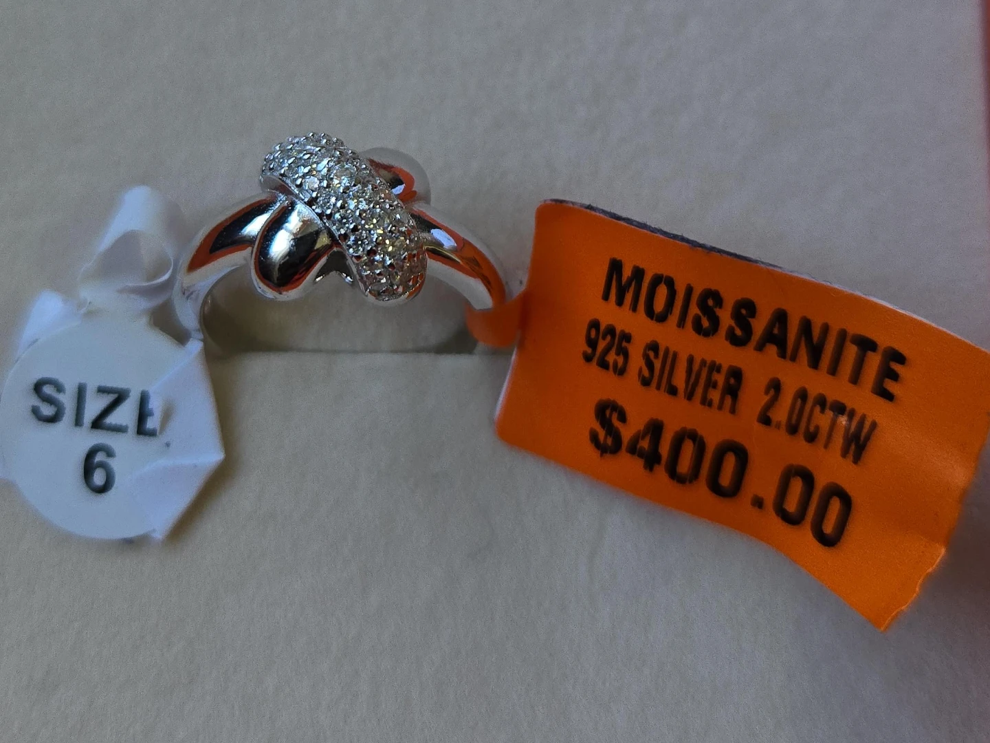 Moissanite 925 Silver 2.0CTW Ring - Size 6