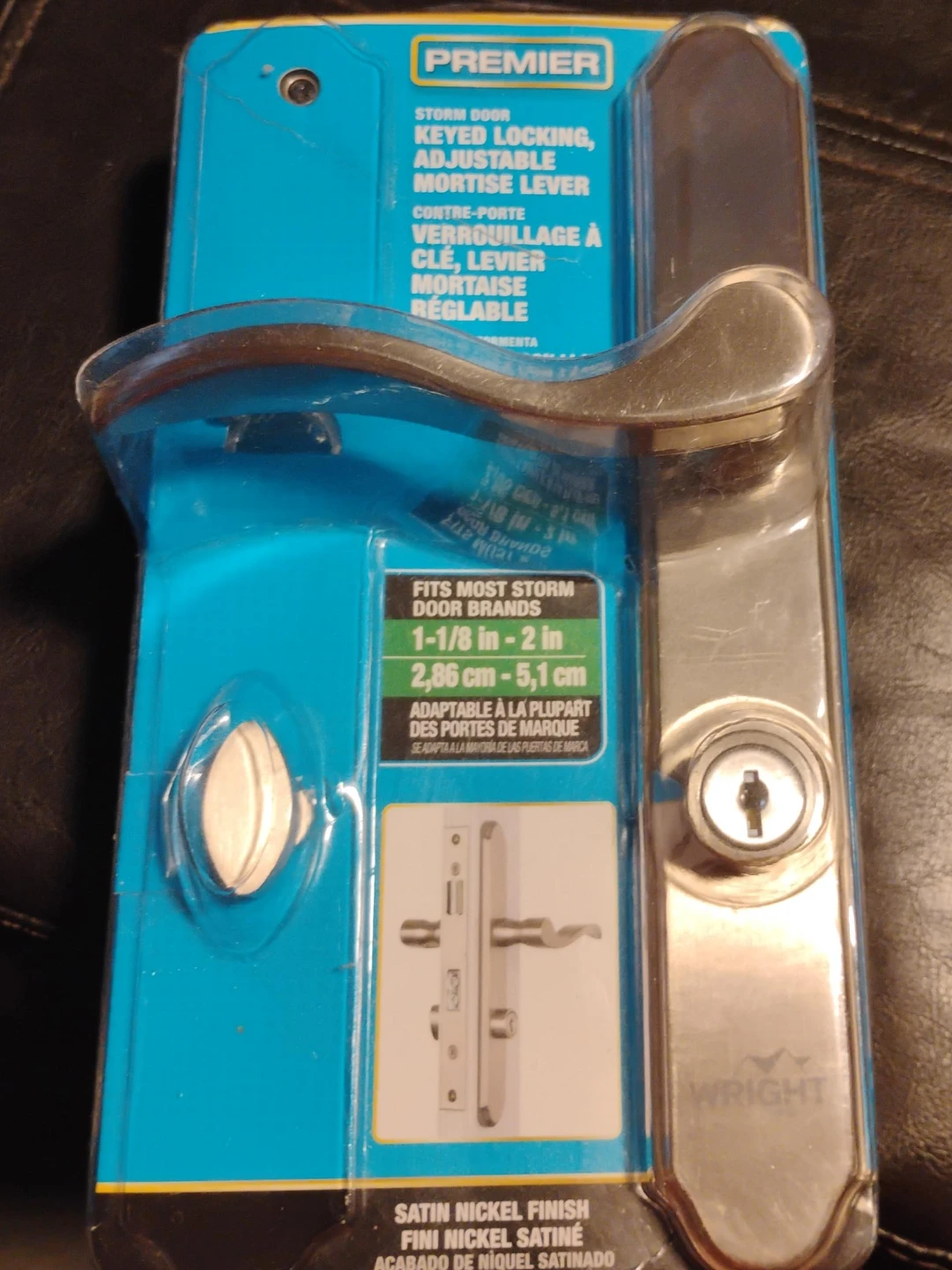 New Premier Storm Door Lever Handle - Satin Nickel
