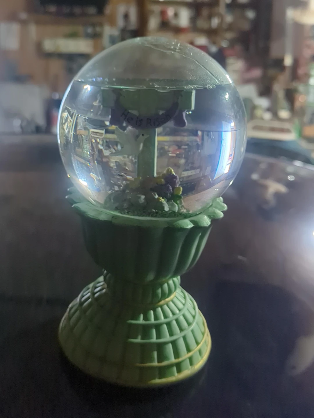 Green Easter Snow Globe