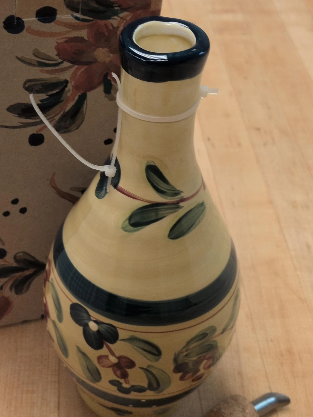 Ceramic Decorative Bottle with Floral Design