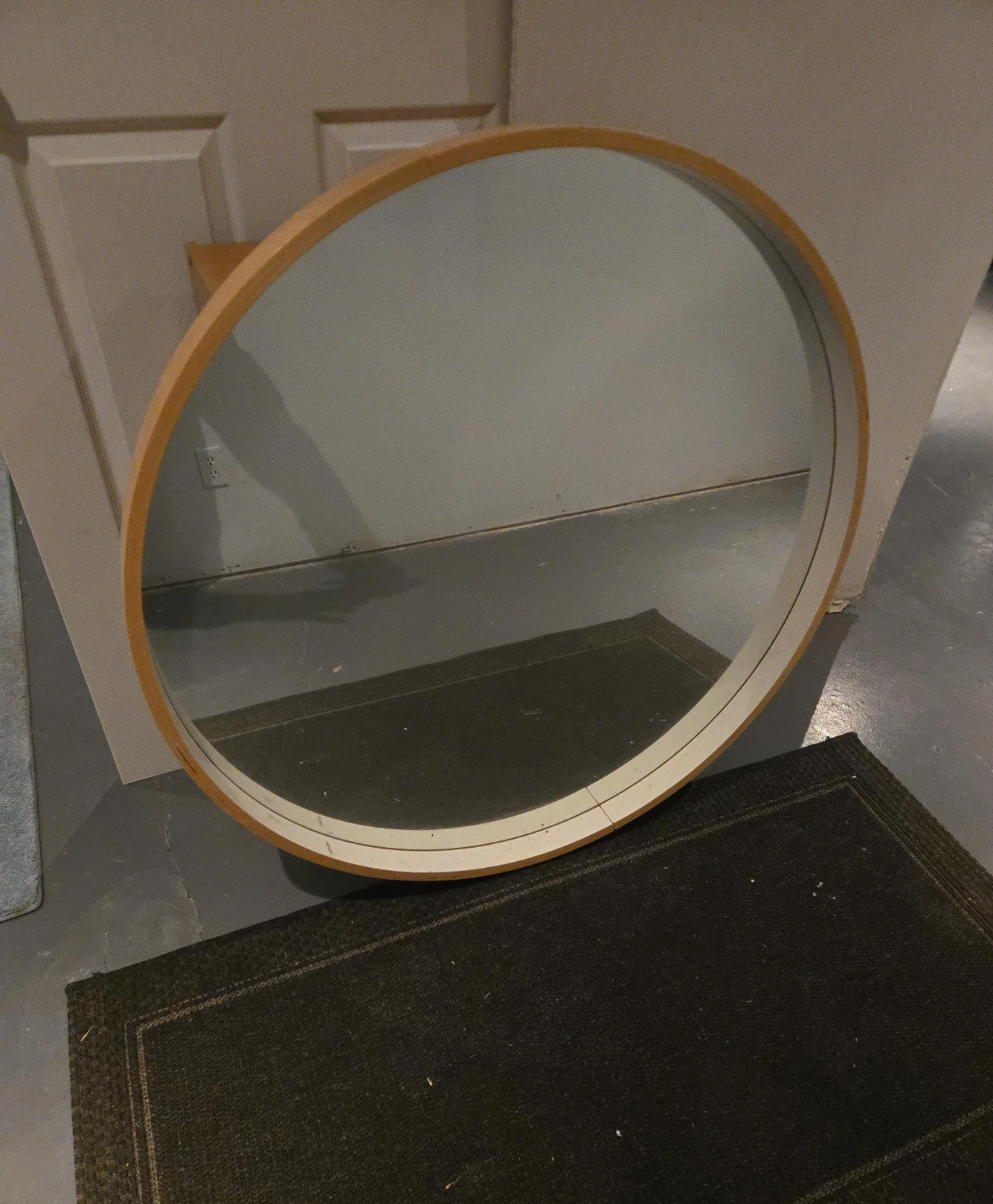 Oval Wall Mirror with Wood Frame