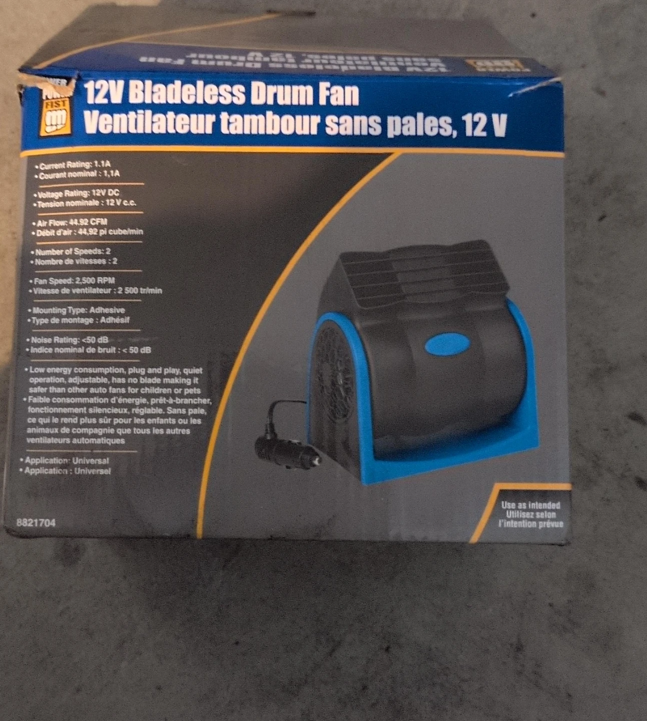 Power Fist 12V Bladeless Drum Fan - New in Box!