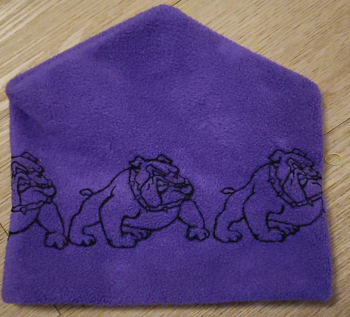 Purple Fleece Beanie with Bulldog Embroidery