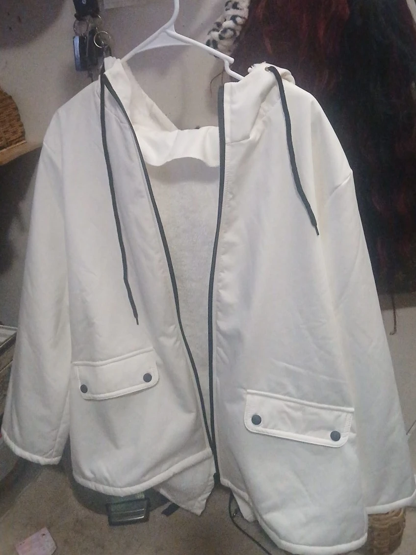 White Lined Hooded Jacket