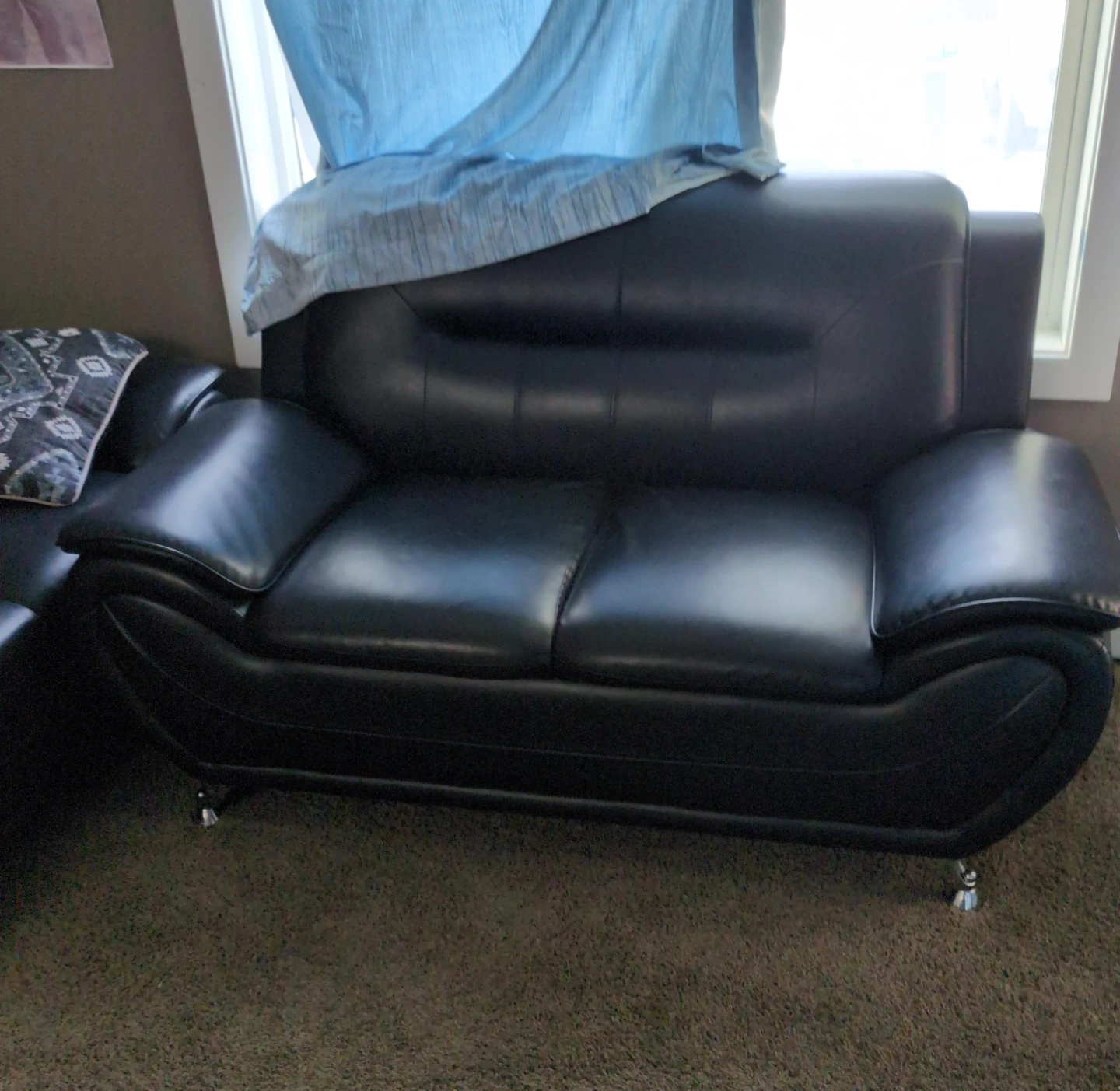 Black Leather Loveseat Sofa - Gently Used