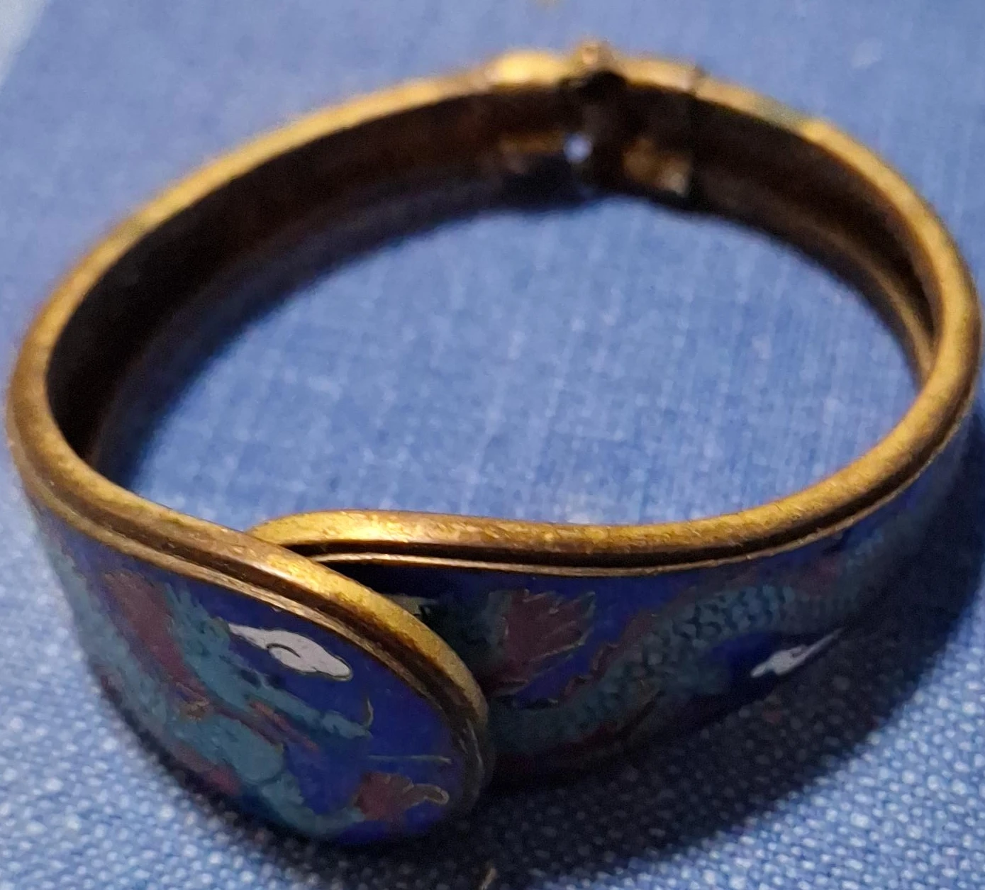 Vintage Enameled Dragon Bangle Bracelet