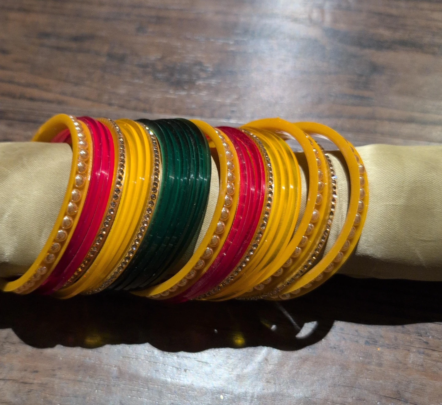 Set of colourful glass bangles