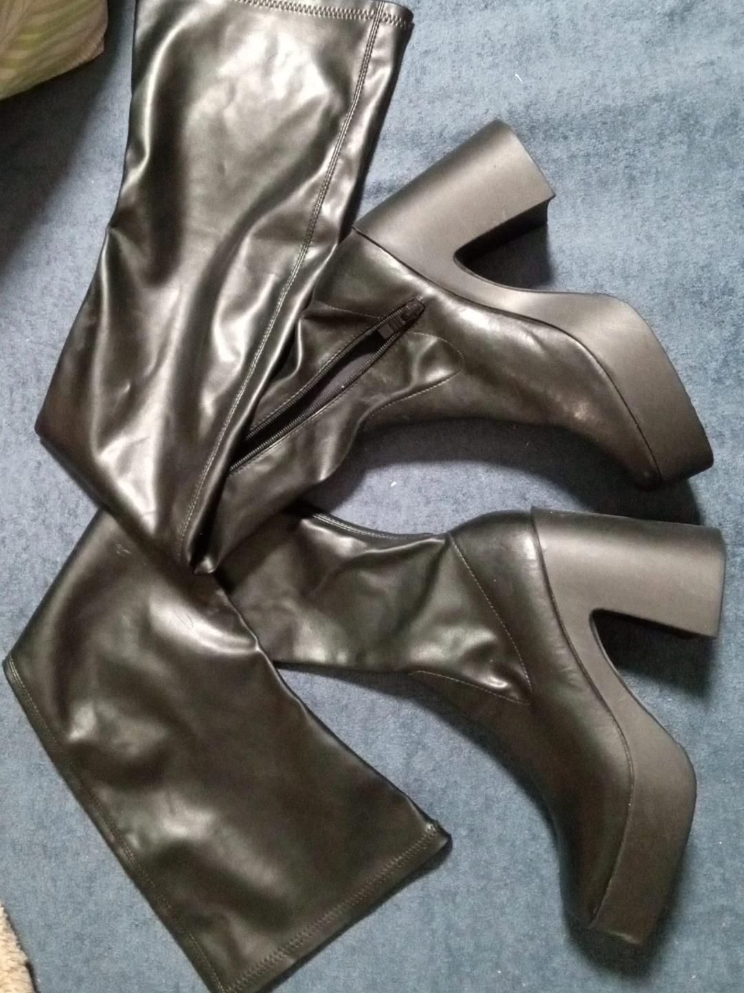 Black Thigh High Platform Boots
