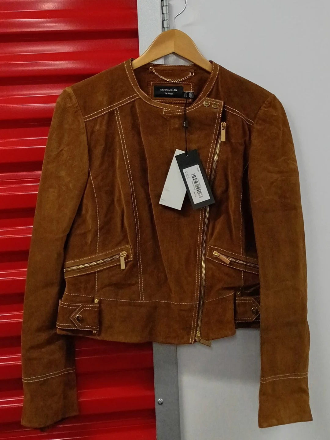 Karen Millen Brown Suede Moto Jacket