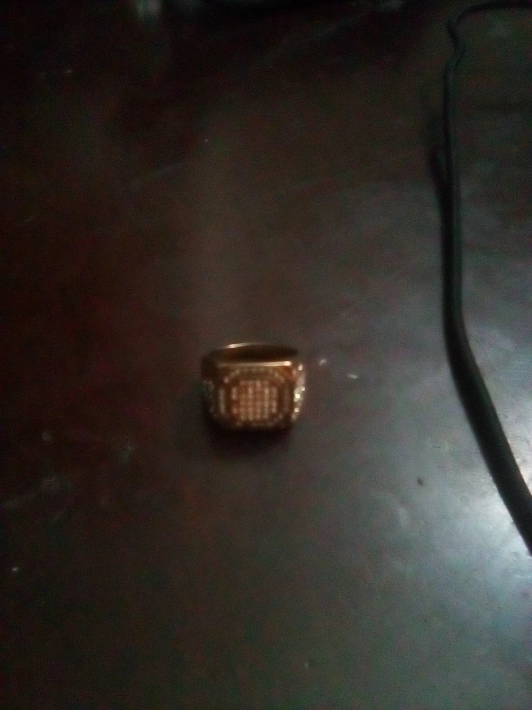 Gold Tone Ring with Pave Set Stones