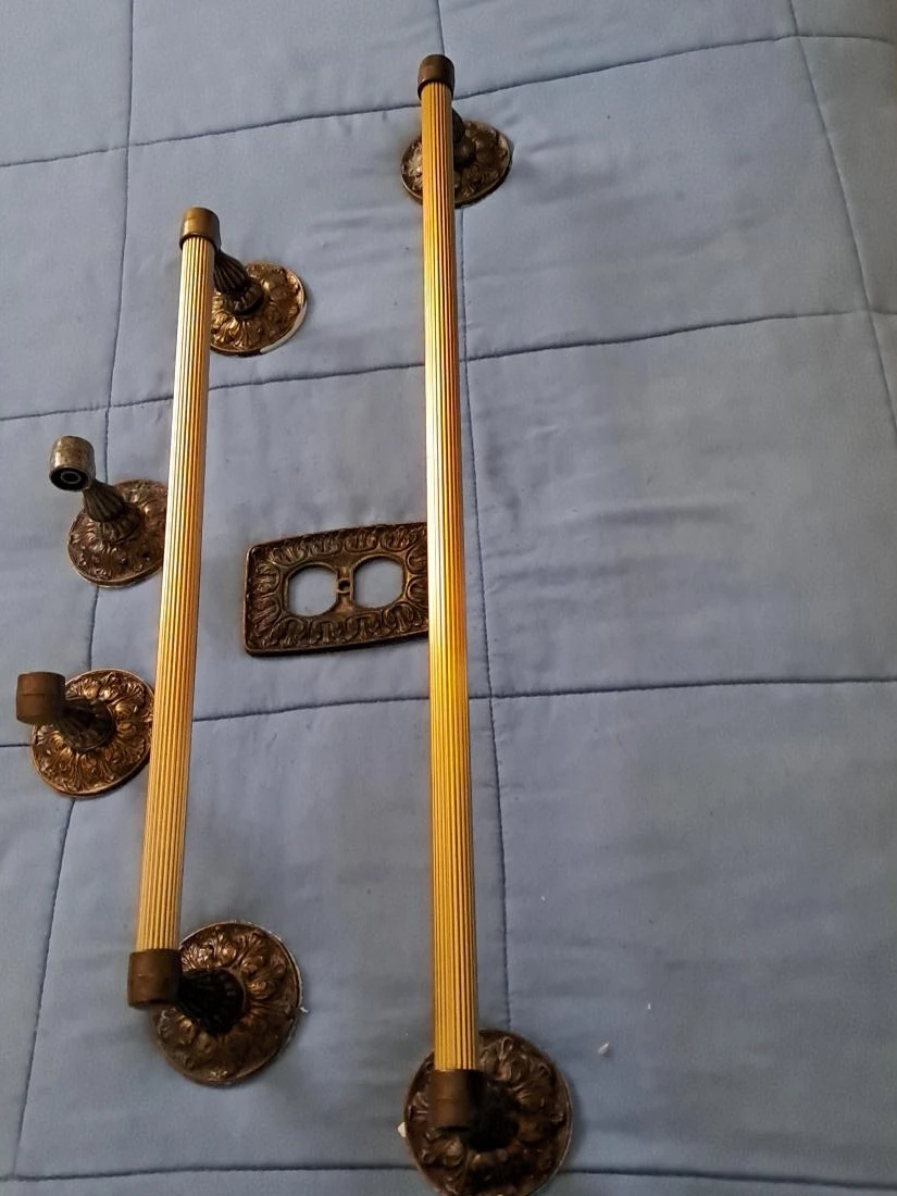 Vintage Ornate Brass Bathroom Hardware Set