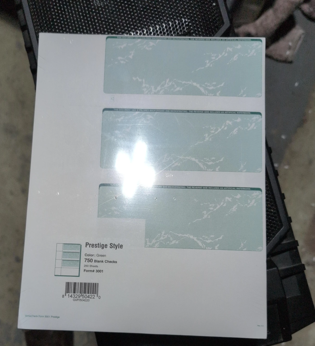 Prestige Style Green Blank Checks - 750 Checks