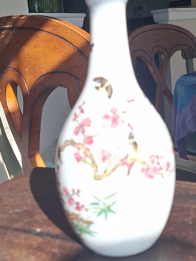 White Vase with Floral Design