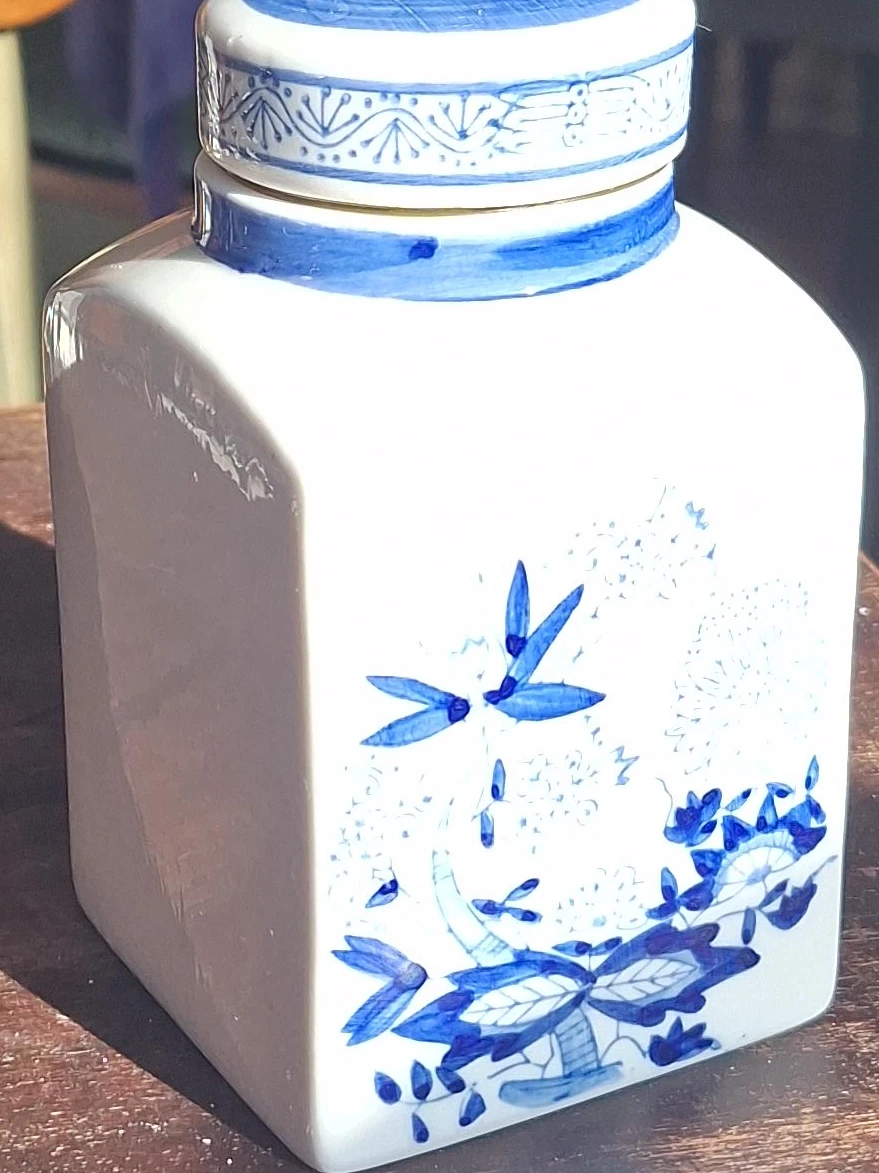 White & Blue Ceramic Jar