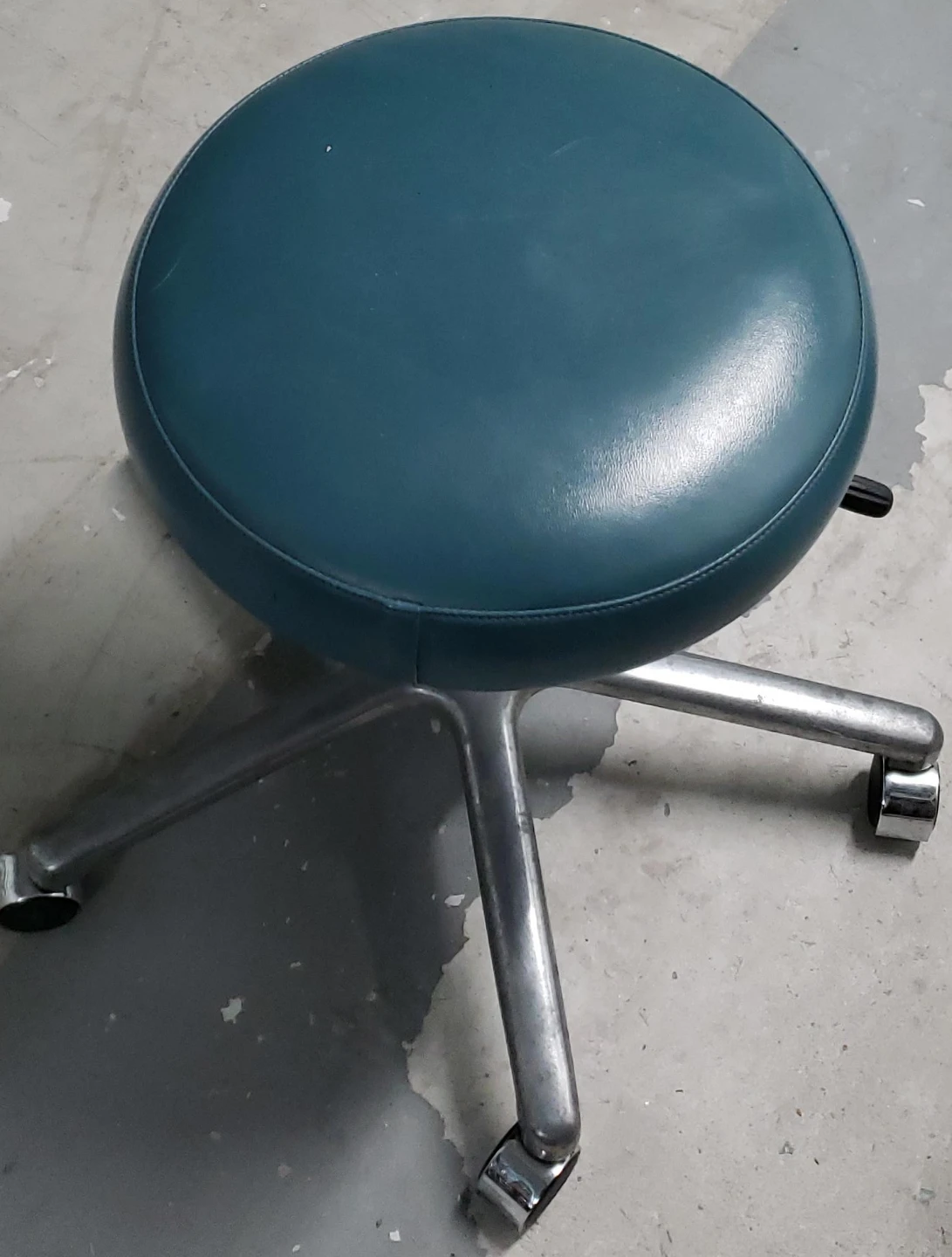 Teal Padded Stool with Wheels