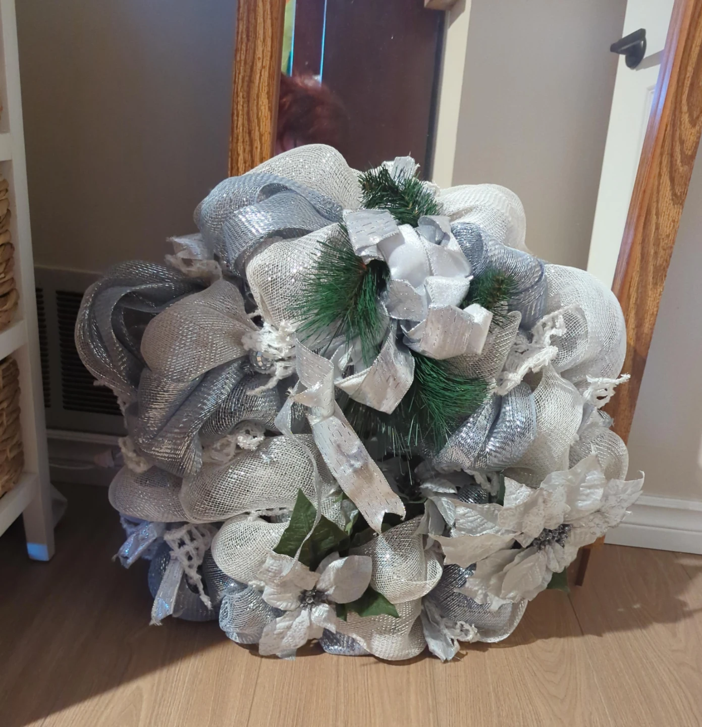 Silver & White Decorative Wreath