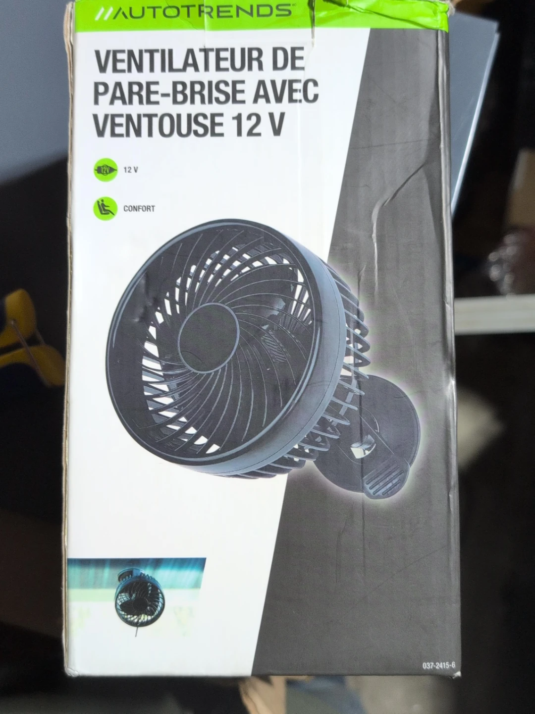 AutoTrends 12V Windshield Car Fan with Suction Cup