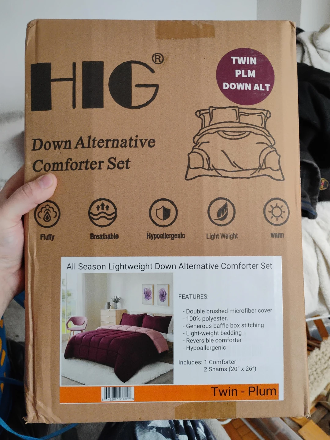 HIG Down Alternative Comforter Set - Twin Plum