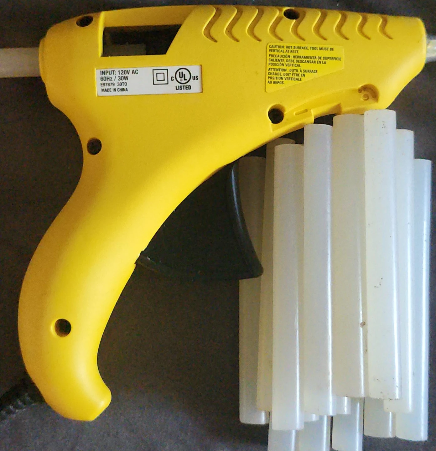 Yellow Hot Glue Gun with Glue Sticks