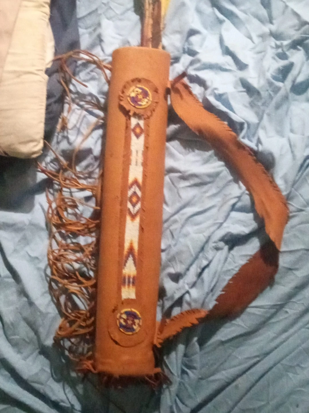 Handmade Leather Quiver with Beaded Detail