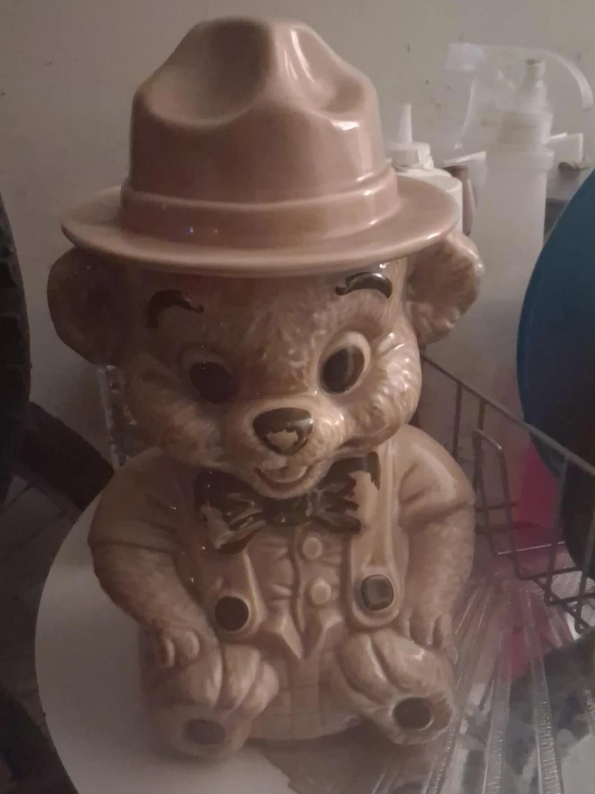 Ceramic Bear Cookie Jar with Hat