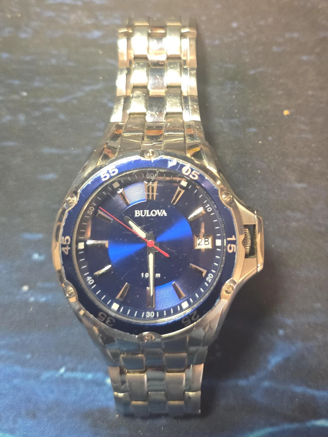 Bulova Men's Stainless Steel Blue Dial Watch