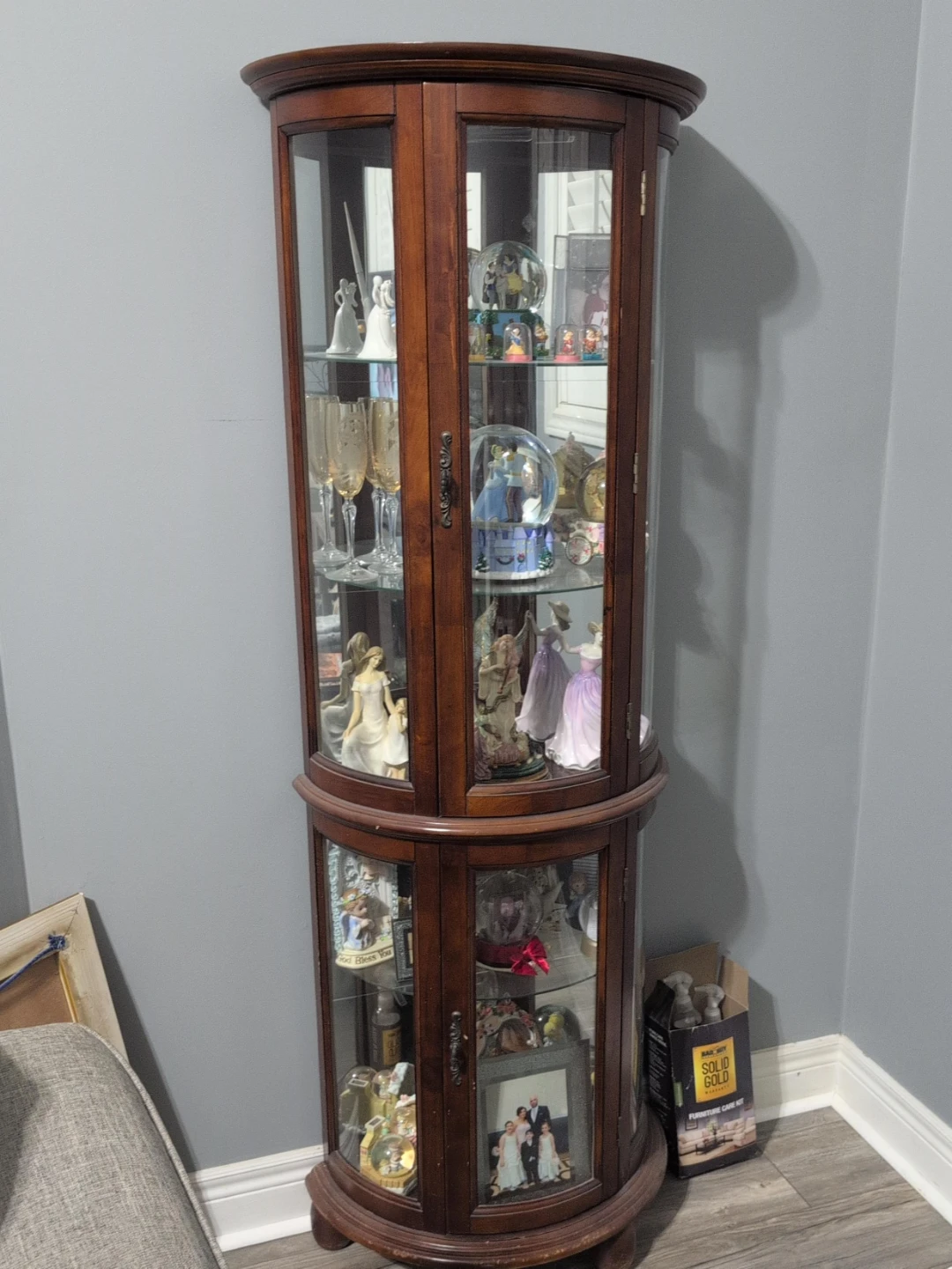 Wooden Curio Cabinet with Glass Doors