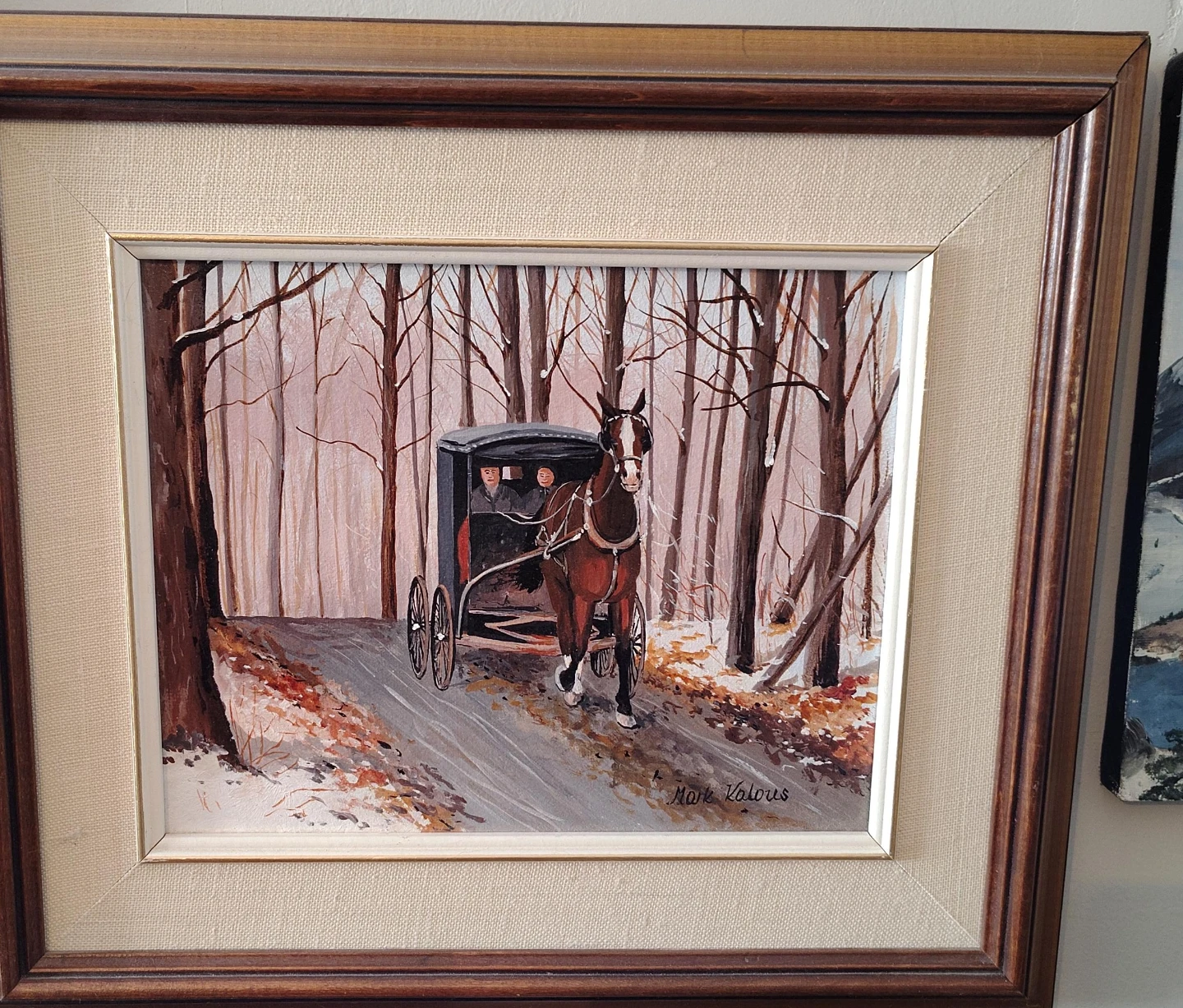 Mark Kalous Oil Painting of Horse-drawn Carriage in Winter