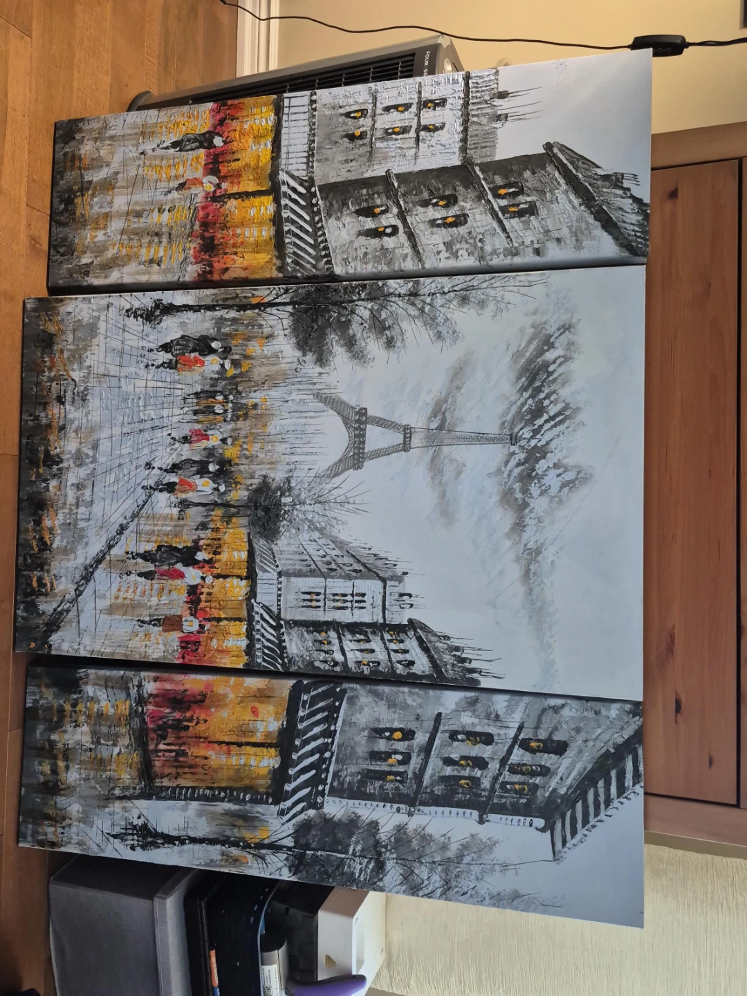 Triptych Paris Street Scene Canvas Wall Art