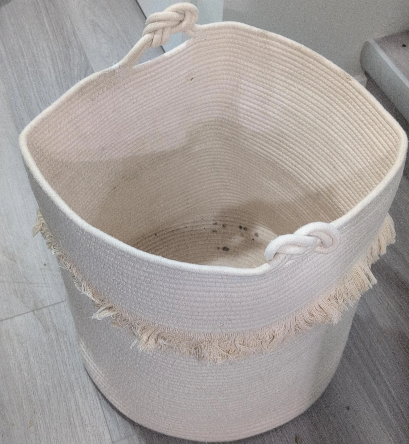 Cream Rope Storage Basket with Tassels