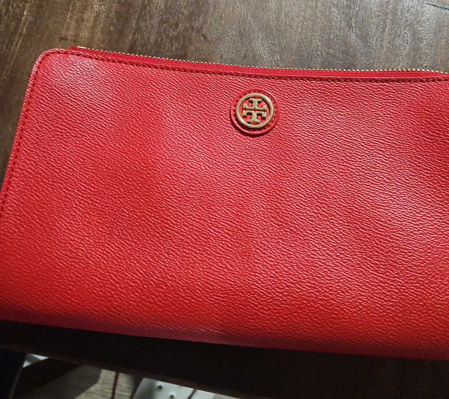 Tory Burch Red Leather Zip Around Wallet
