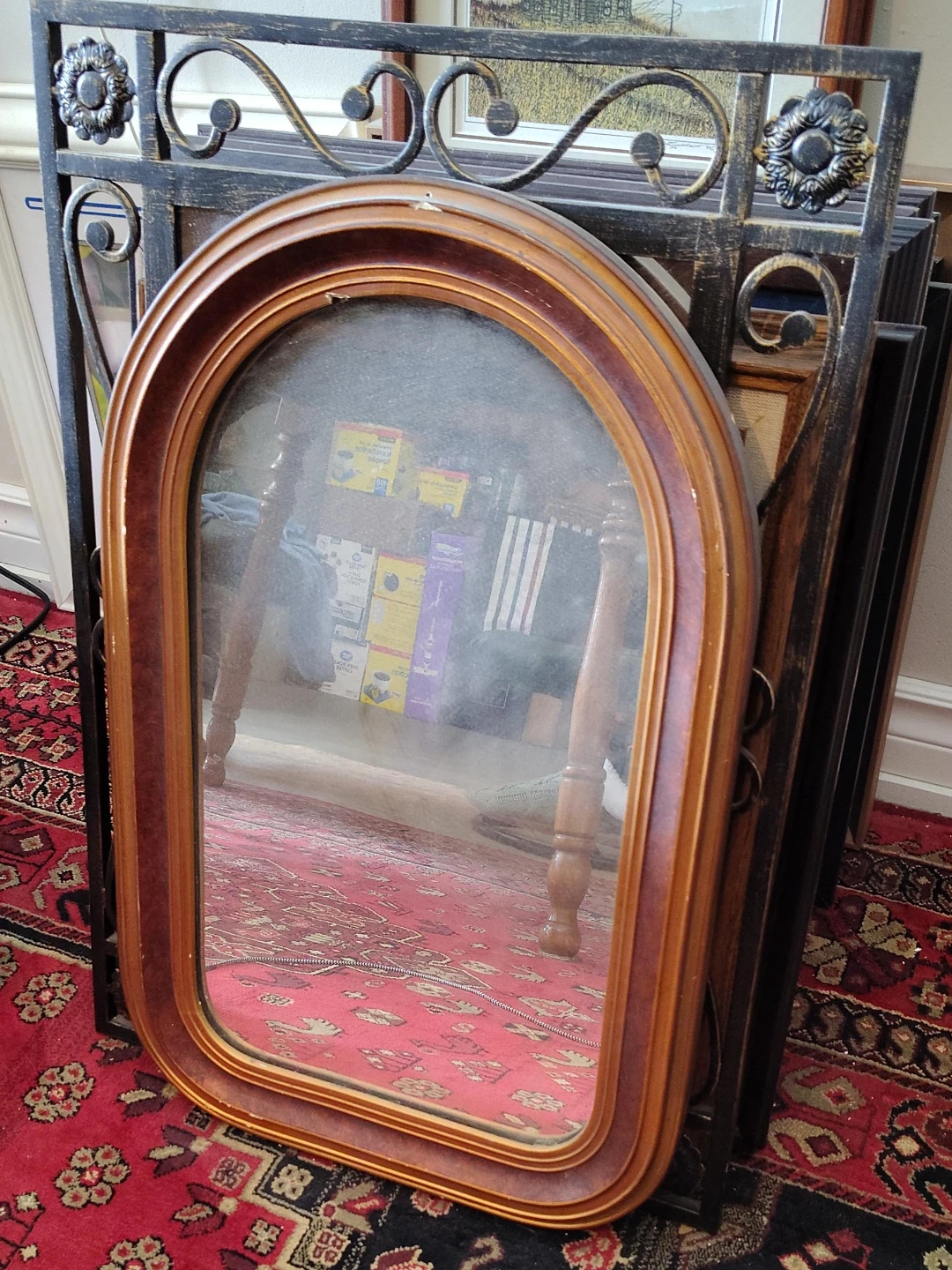 Oval Wood Framed Mirror