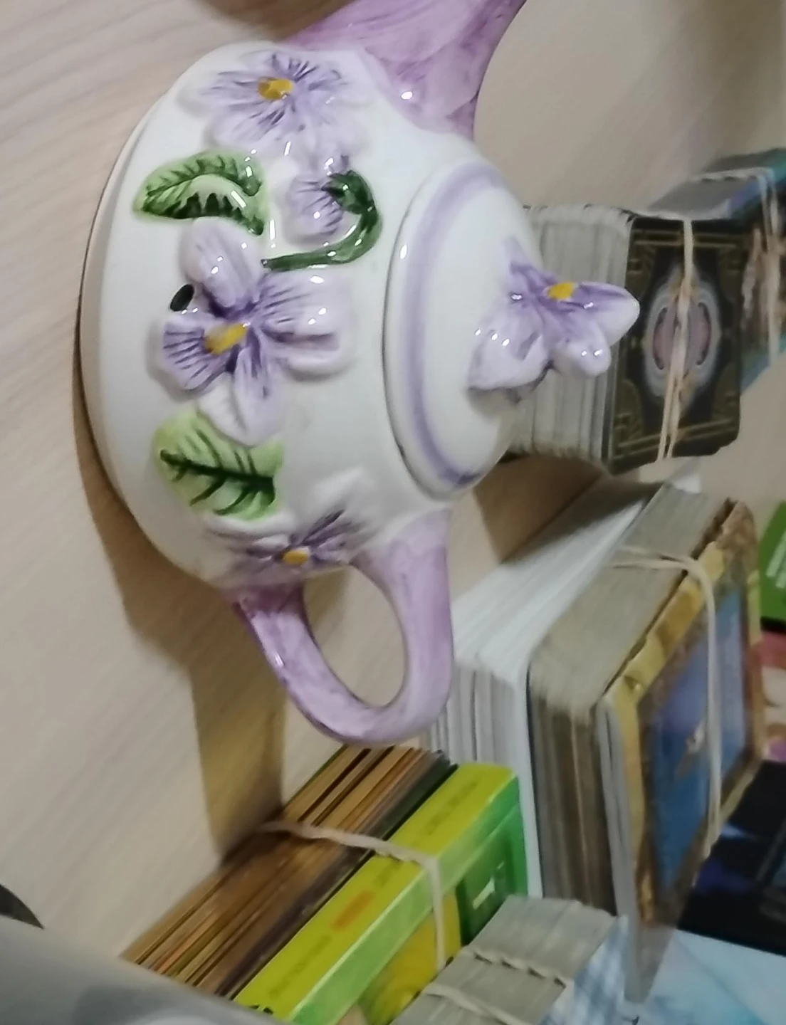 Vintage Violet Teacup, Saucer, and Mini Teapot Set