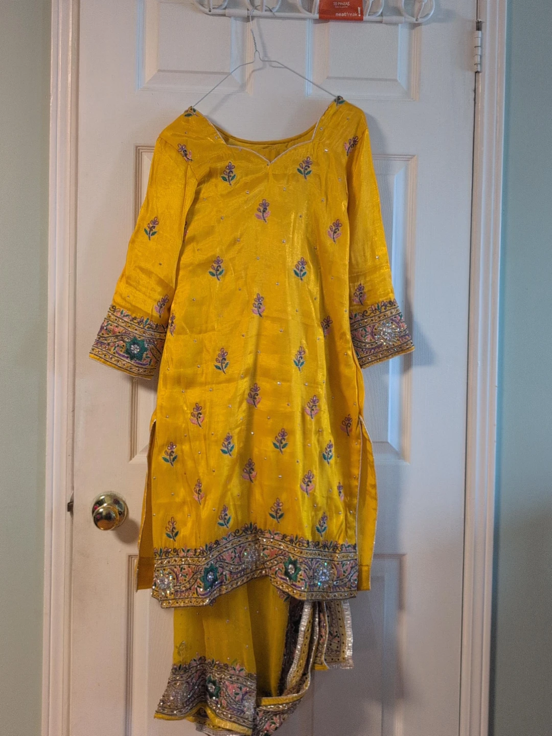 Yellow Embroidered Kurti and salwar
