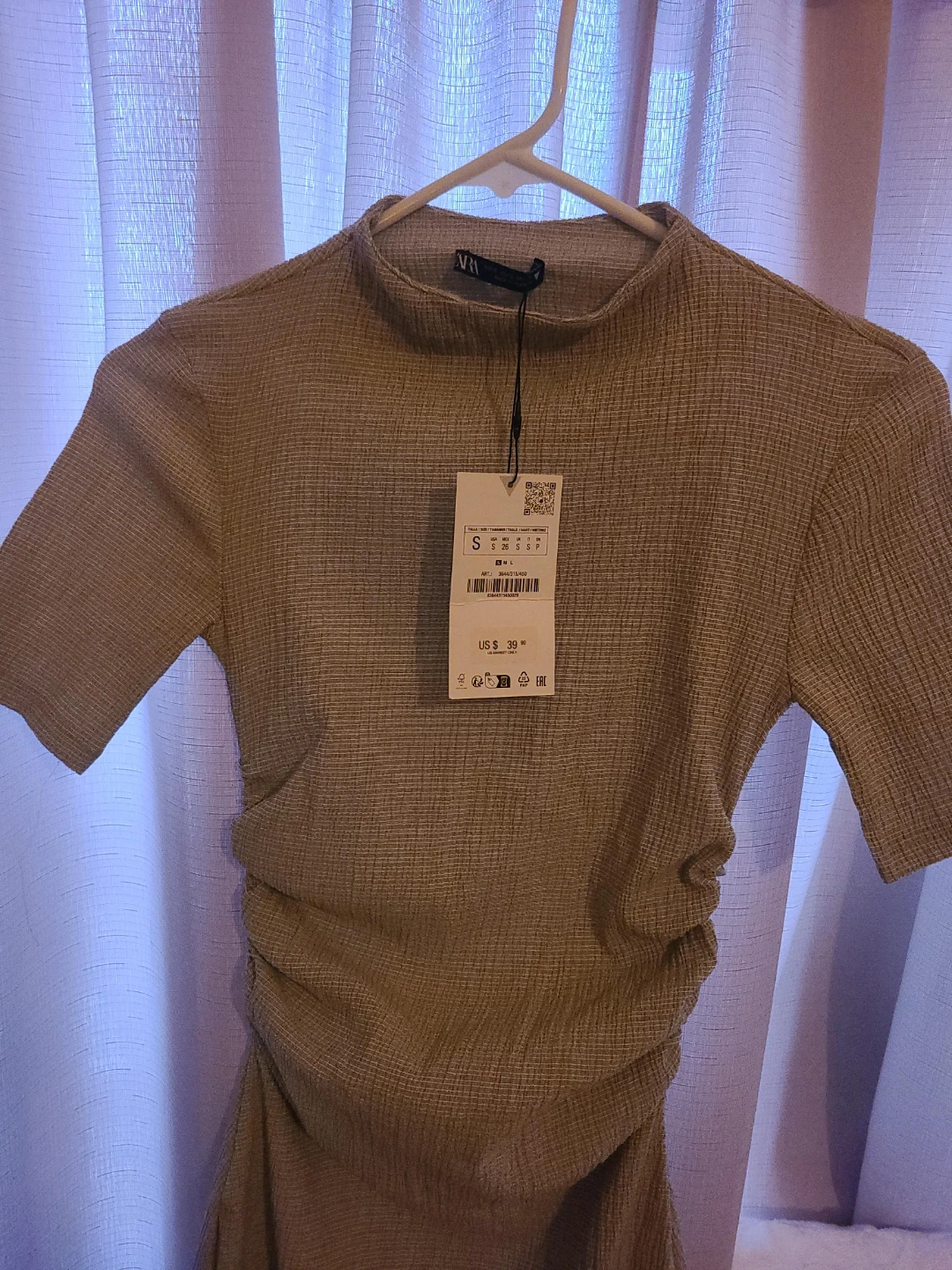 Zara Ruched Mock Neck Dress - Size S