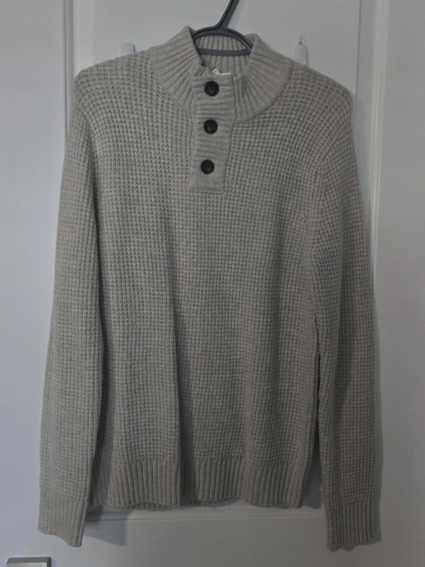 Light Grey Waffle Knit Mock Neck Sweater