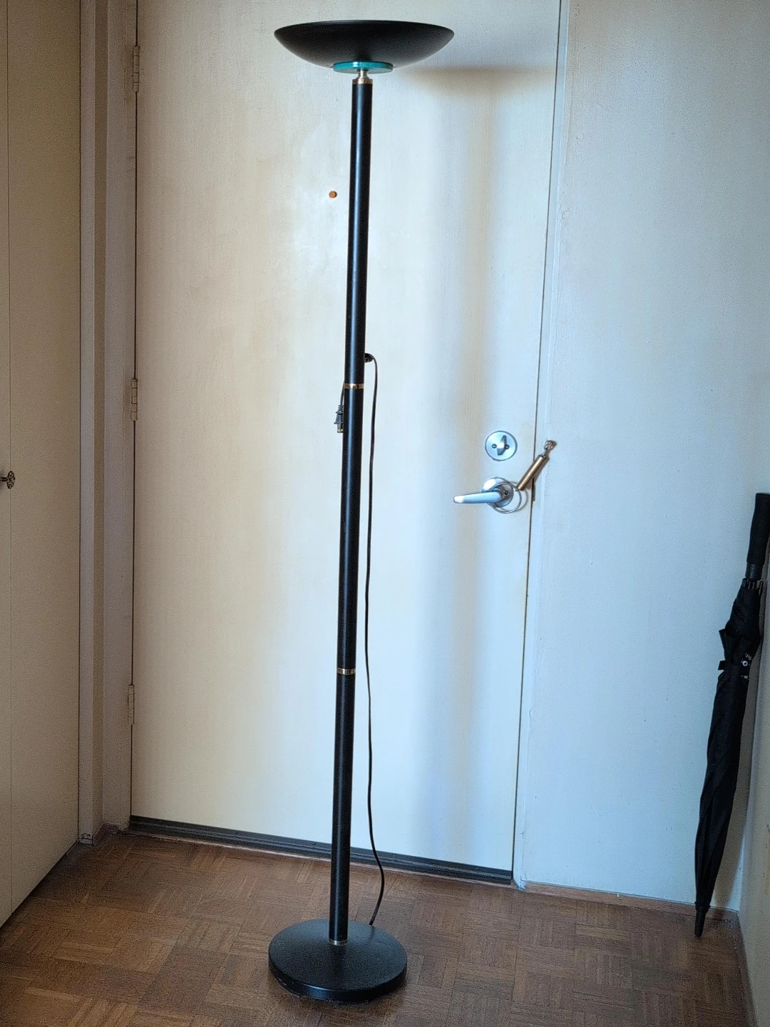 Black Floor Lamp with Teal Accent