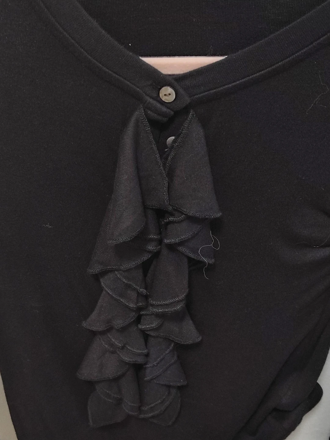 Black Ruffle Neck Top