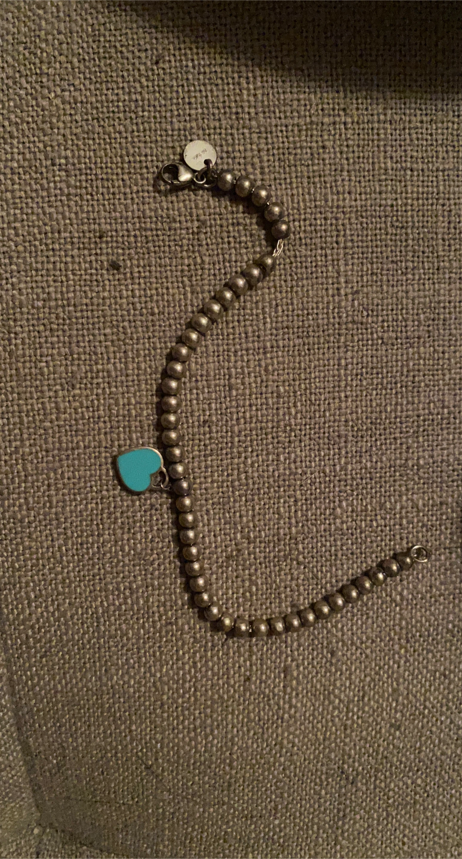 Tiffany & Co. Sterling Silver Heart Tag Beaded Bracelet