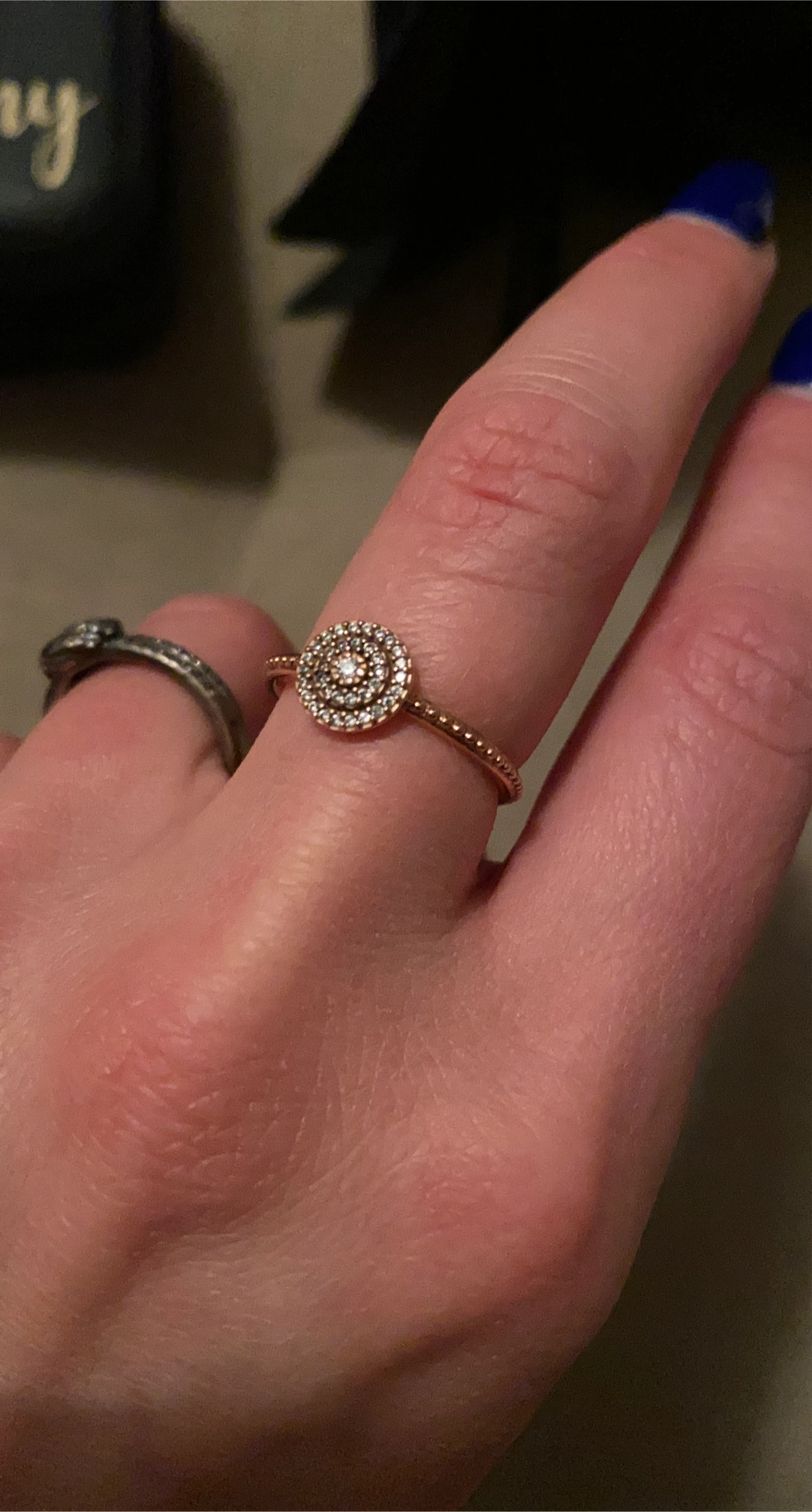 Pandora Sparkling Double Halo Ring Rose Gold