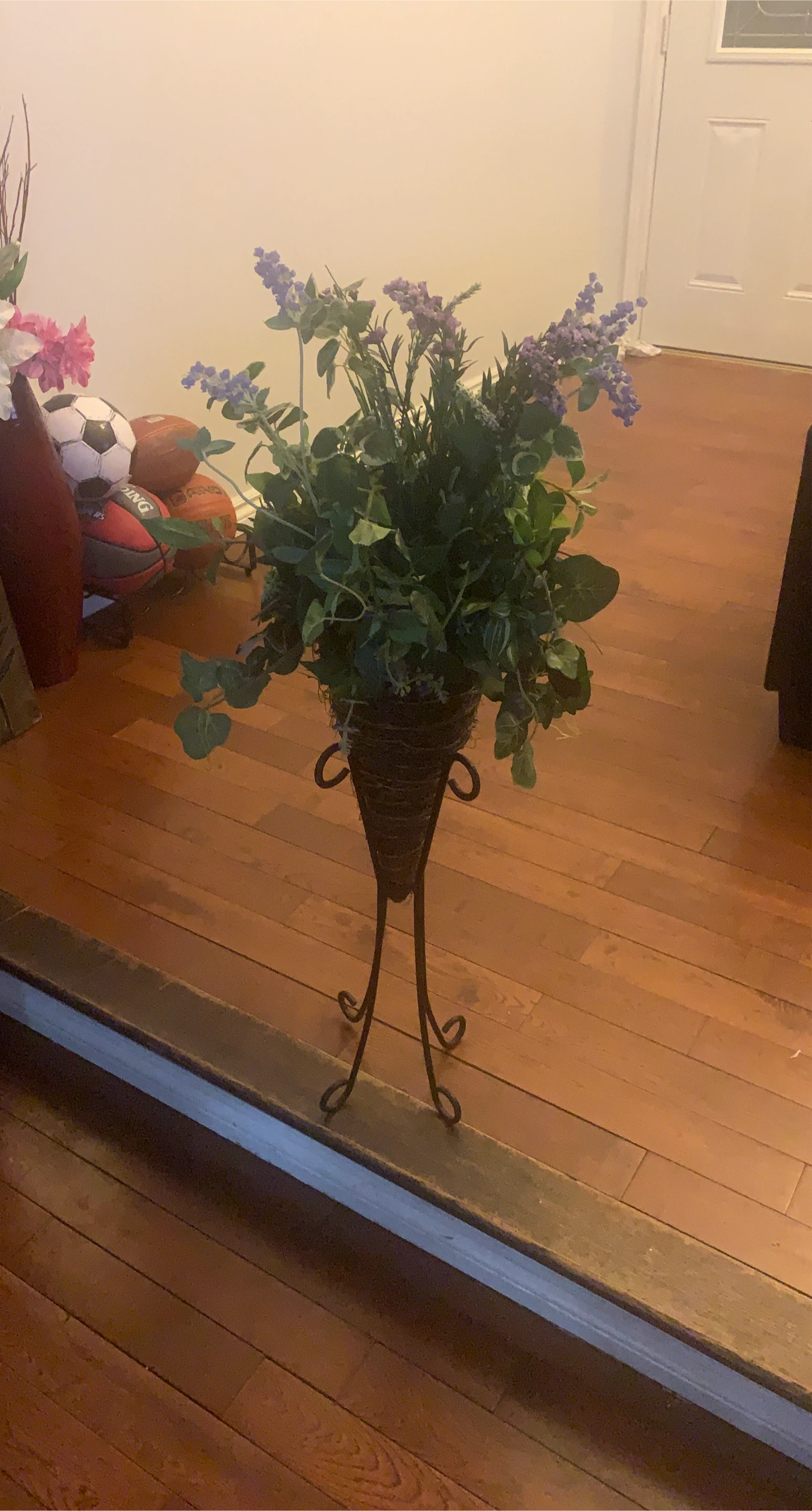 Faux Floral Arrangement with Decorative Stand