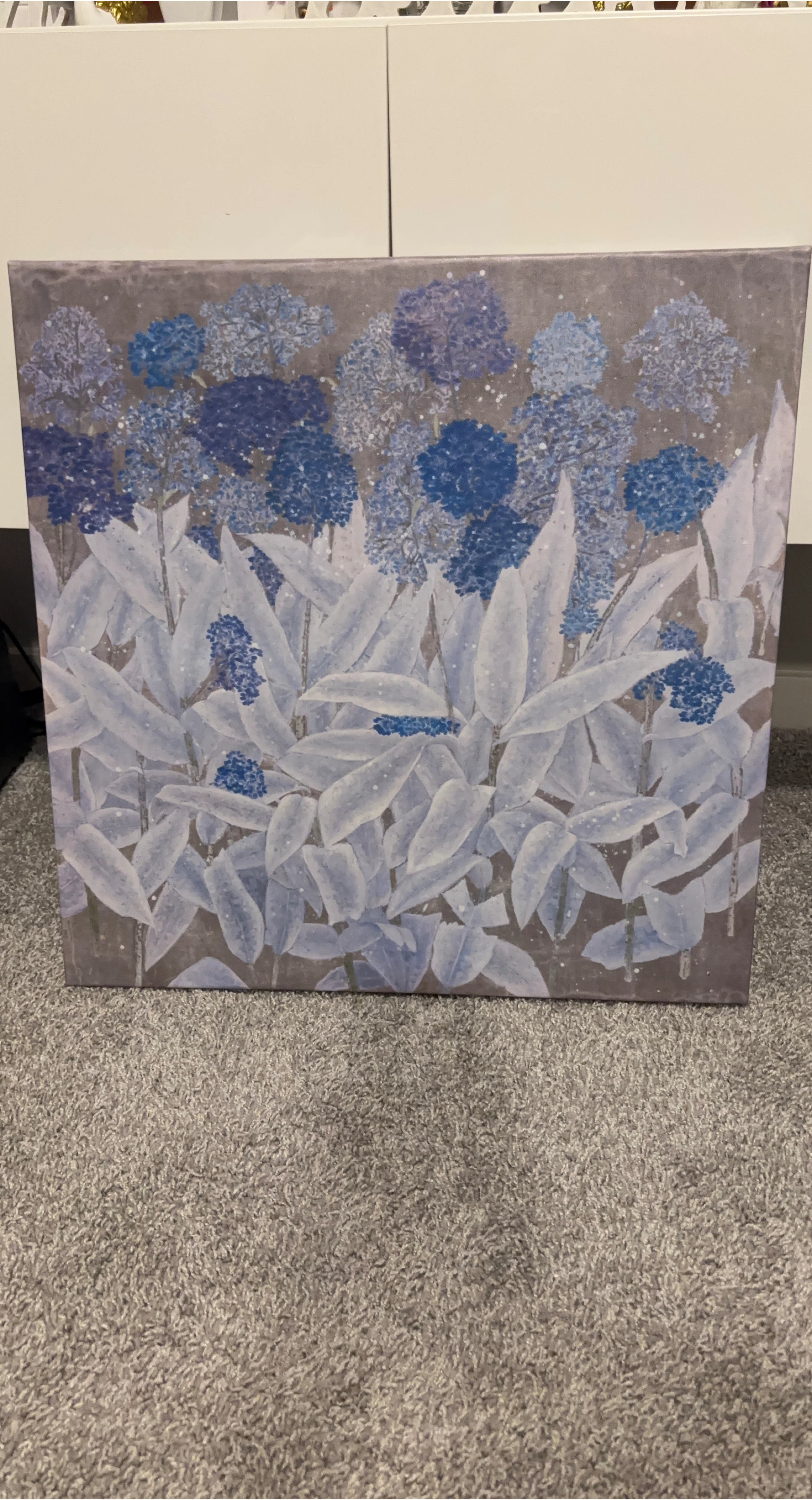 Canvas Wall Art Print Blue Floral Design
