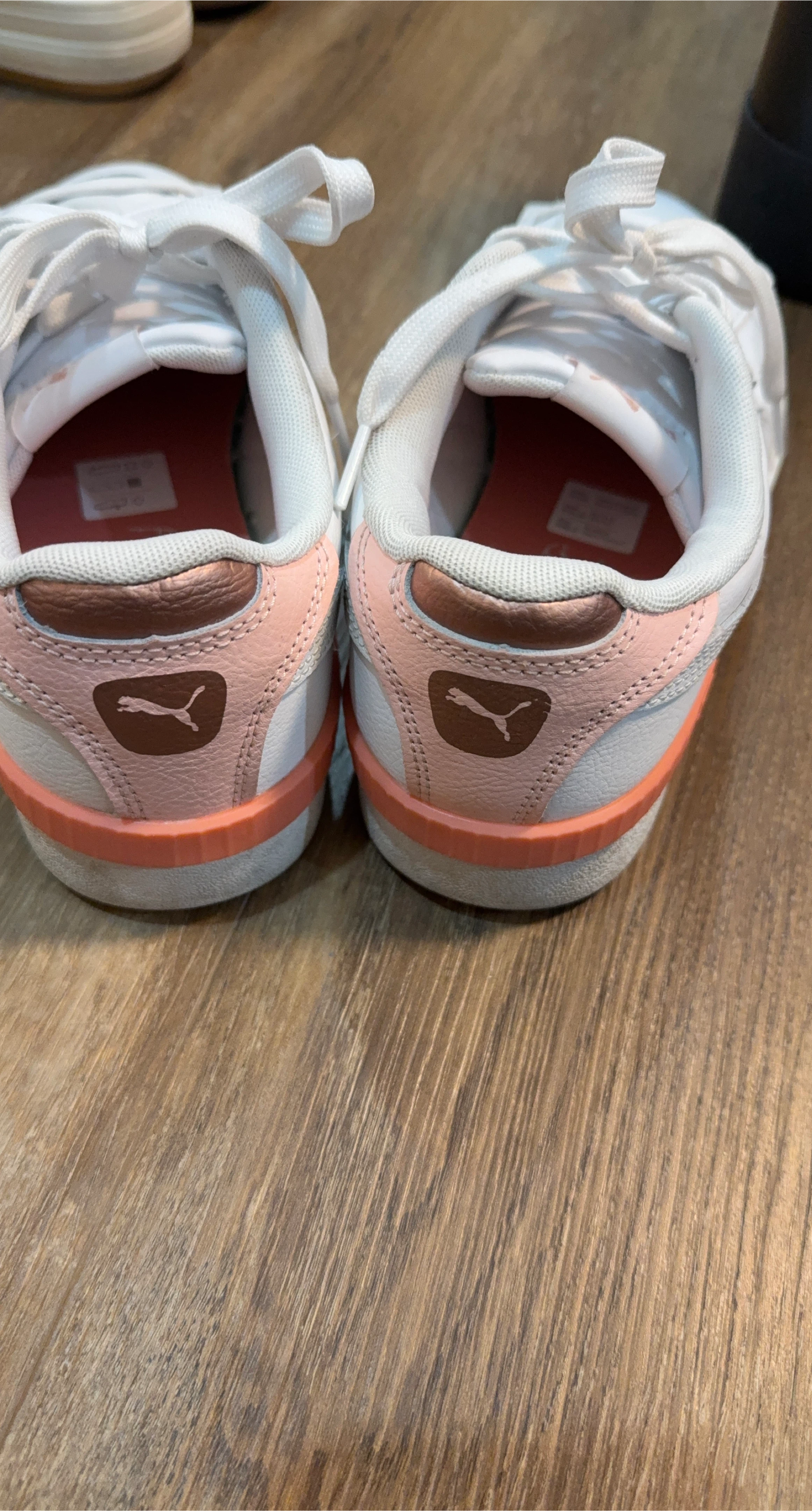 Puma Women's White Sneakers with Rose Gold Accents