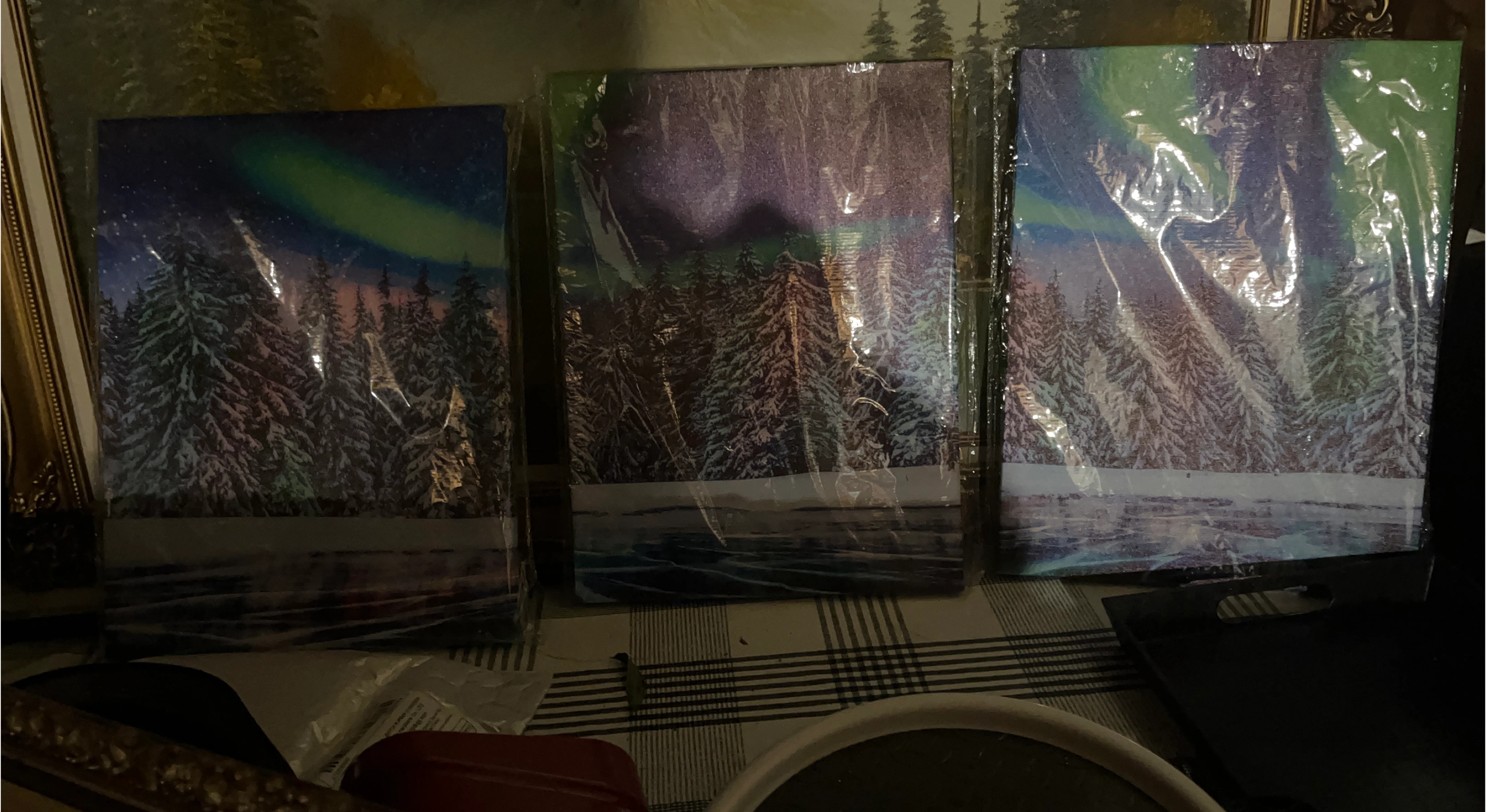 Set of 3 Winter Aurora Canvas Prints