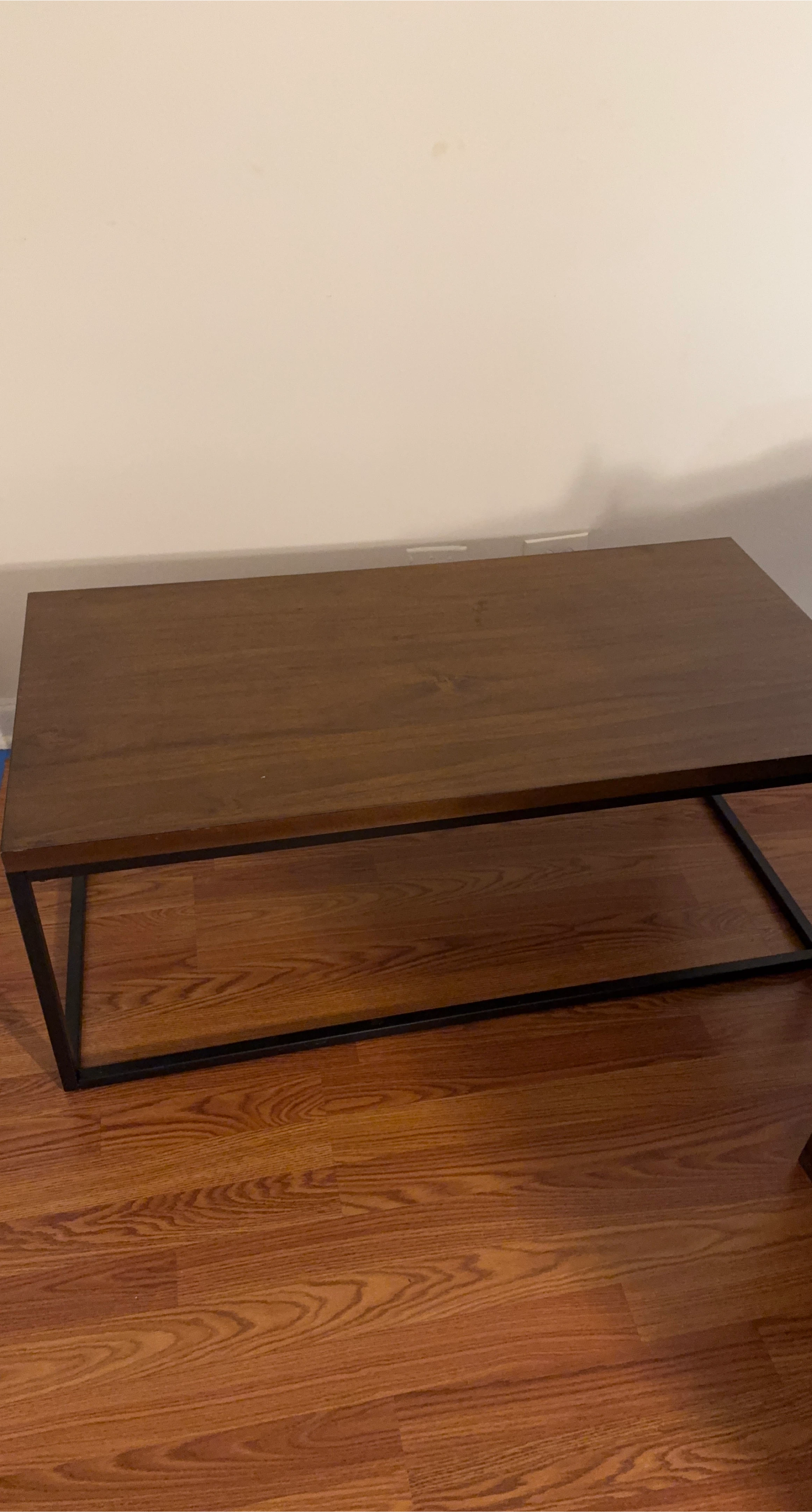 Wooden Coffee Table with Black Metal Frame