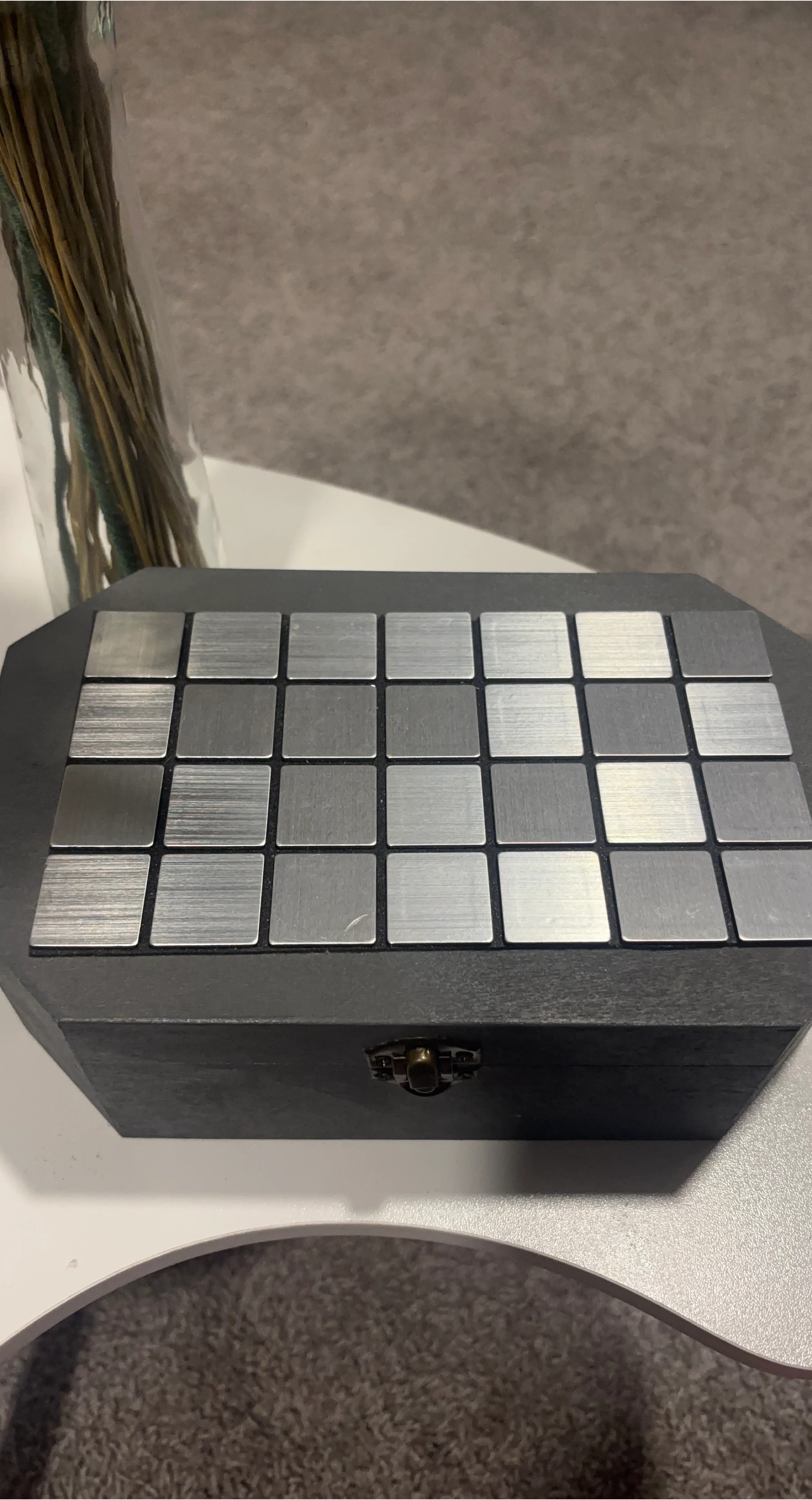 Decorative Wooden Box with Metallic Squares
