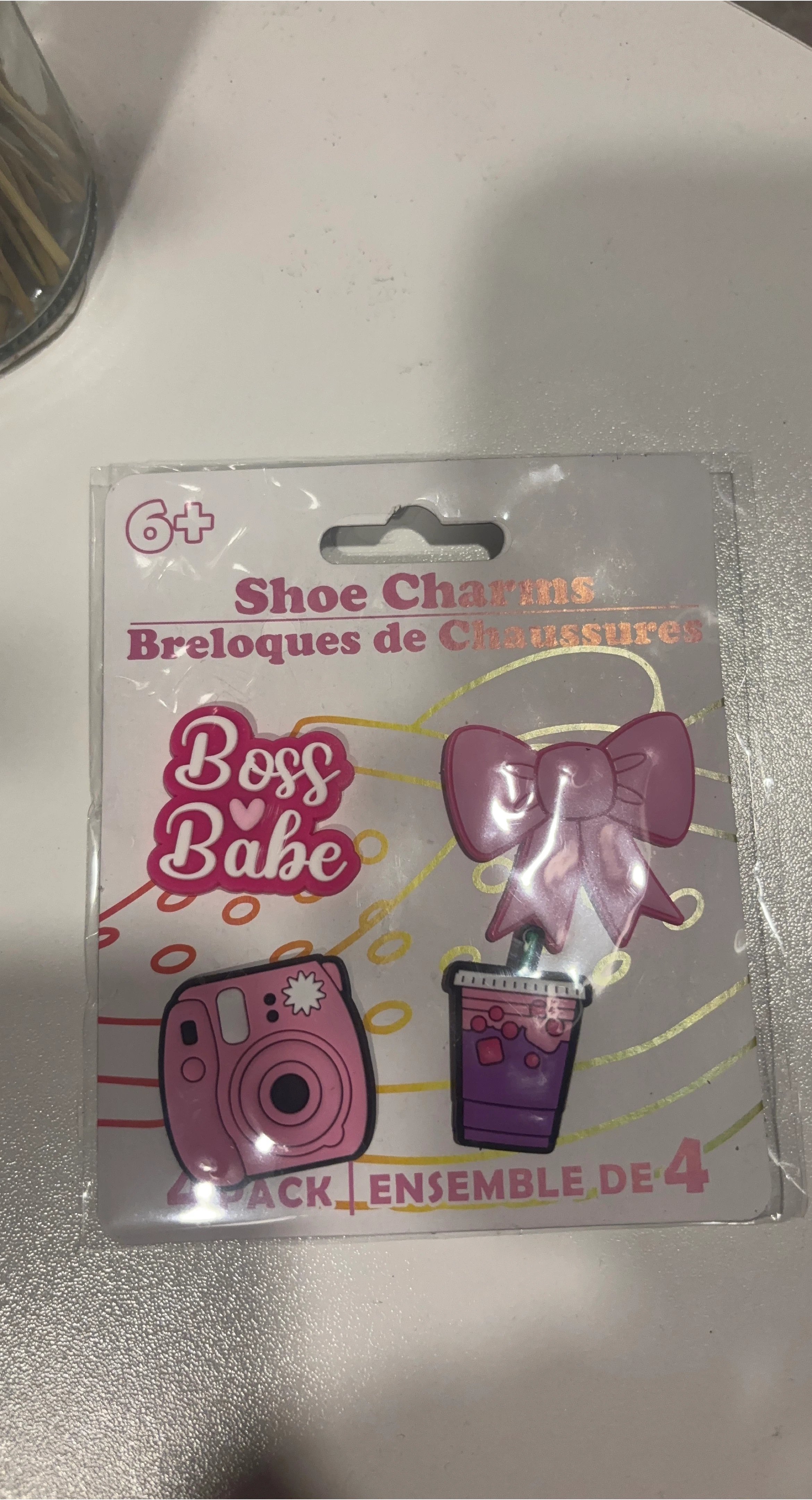 Shoe Charms 4 Pack - Boss Babe, Camera, Bow, Drink
