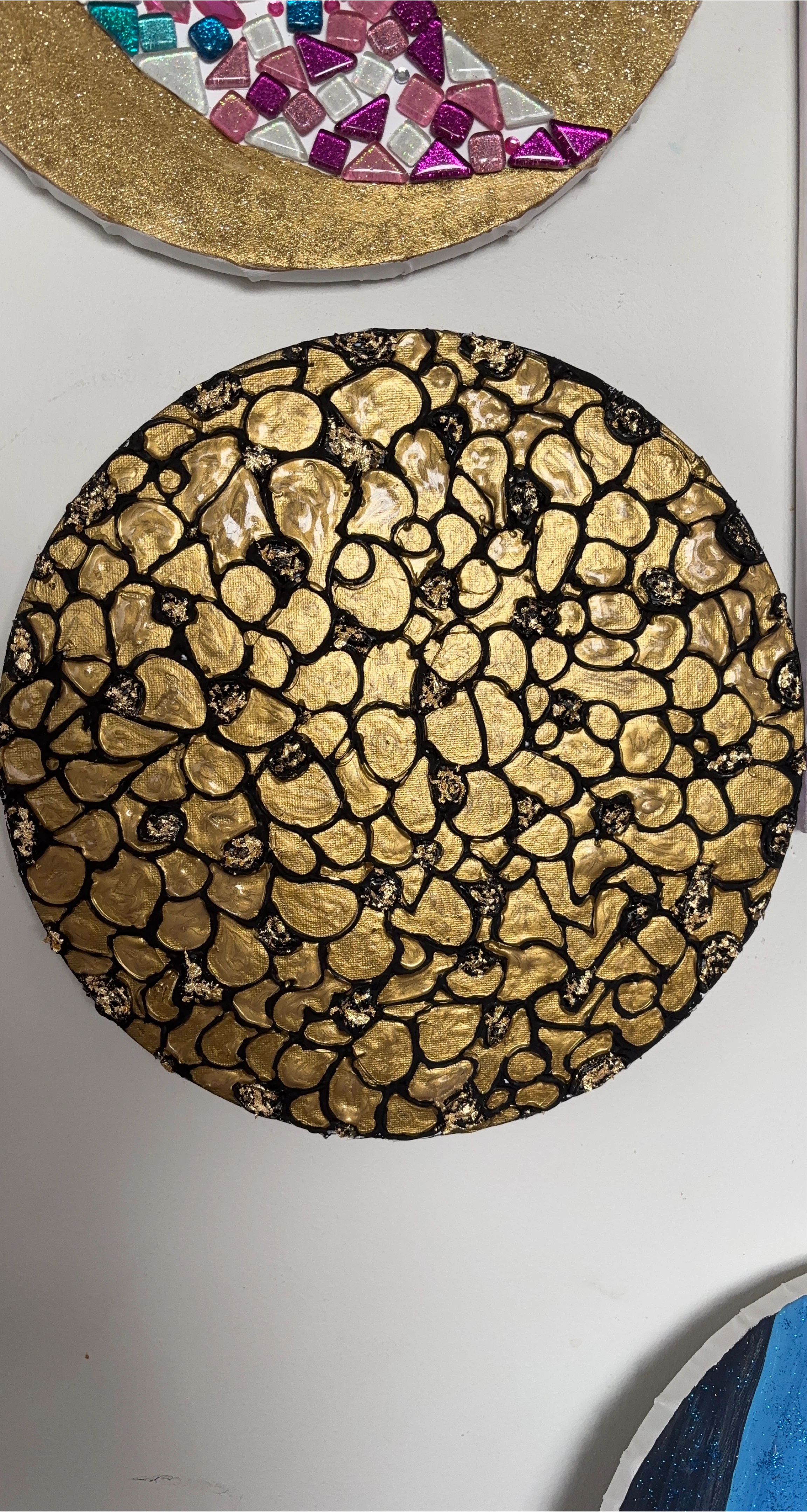 Gold Textured Round Wall Art