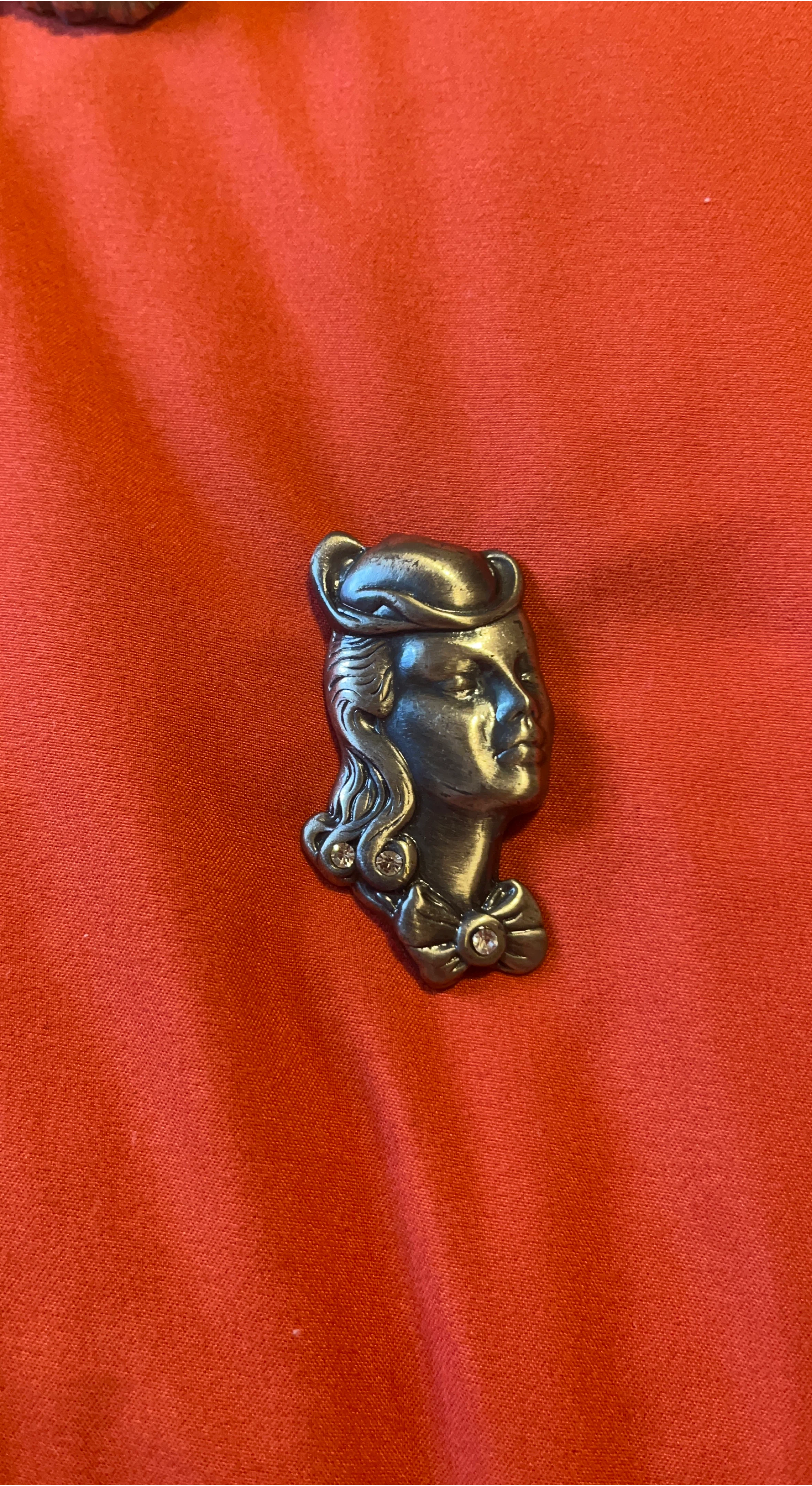 Vintage Woman Head Brooch Pin
